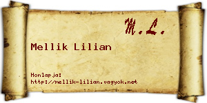 Mellik Lilian névjegykártya